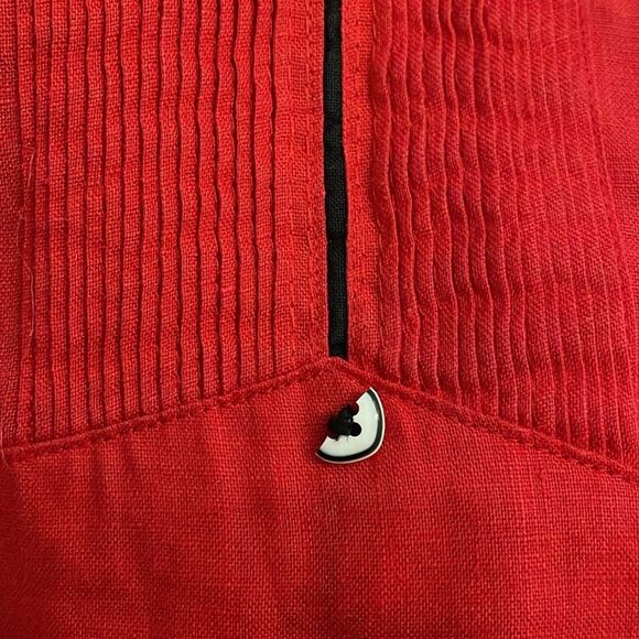 Mojito Collection Red Linen Guayabera Button Up Shirt Mens Size Extra Large - Picture 5 of 12